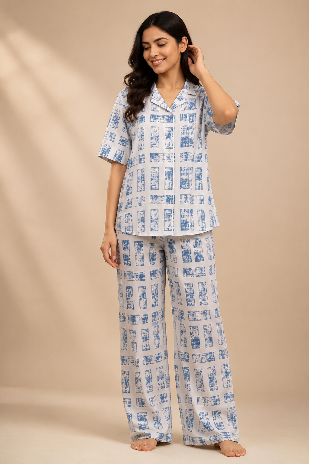 Azure Muse Satin Night Suit, Prabha by Priya
