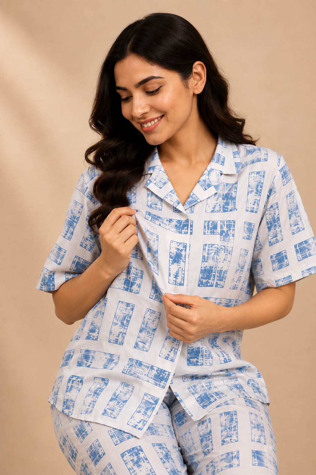 Azure Muse Satin Night Suit, Prabha by Priya