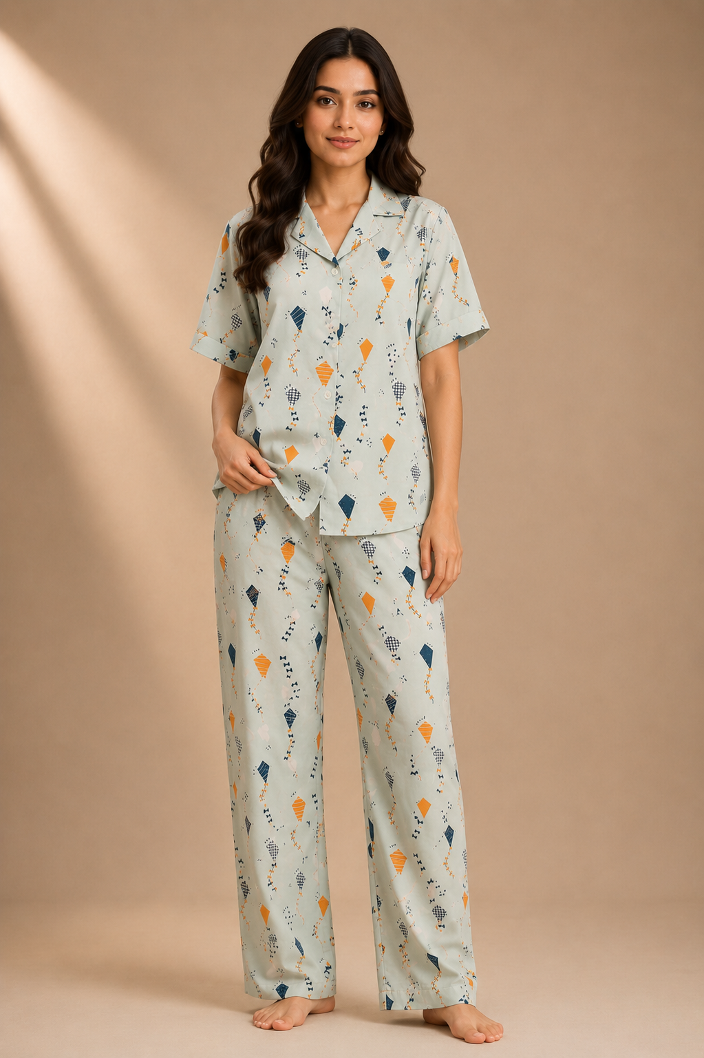 Patang Modal Satin Night Suit, Prabha by Priya