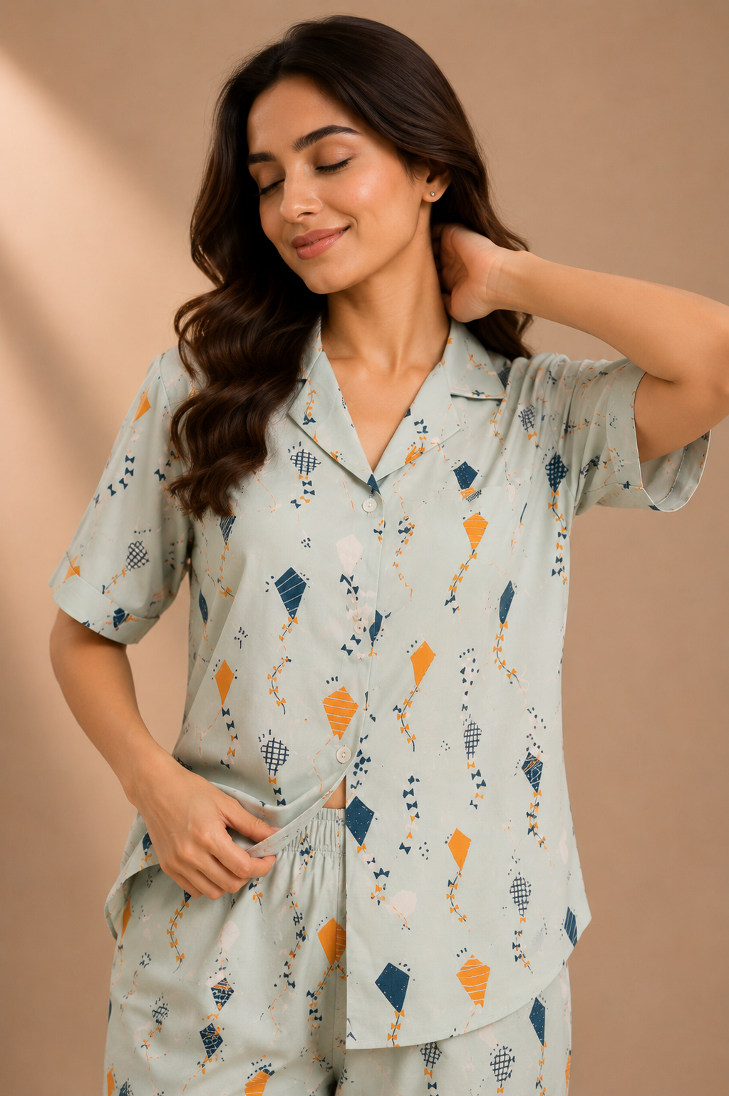 Patang Modal Satin Night Suit, Prabha by Priya